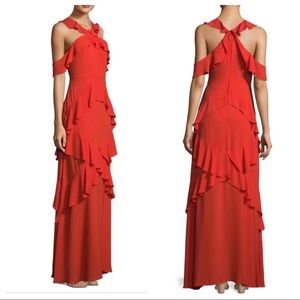 BCBG Red Ruffle Gown